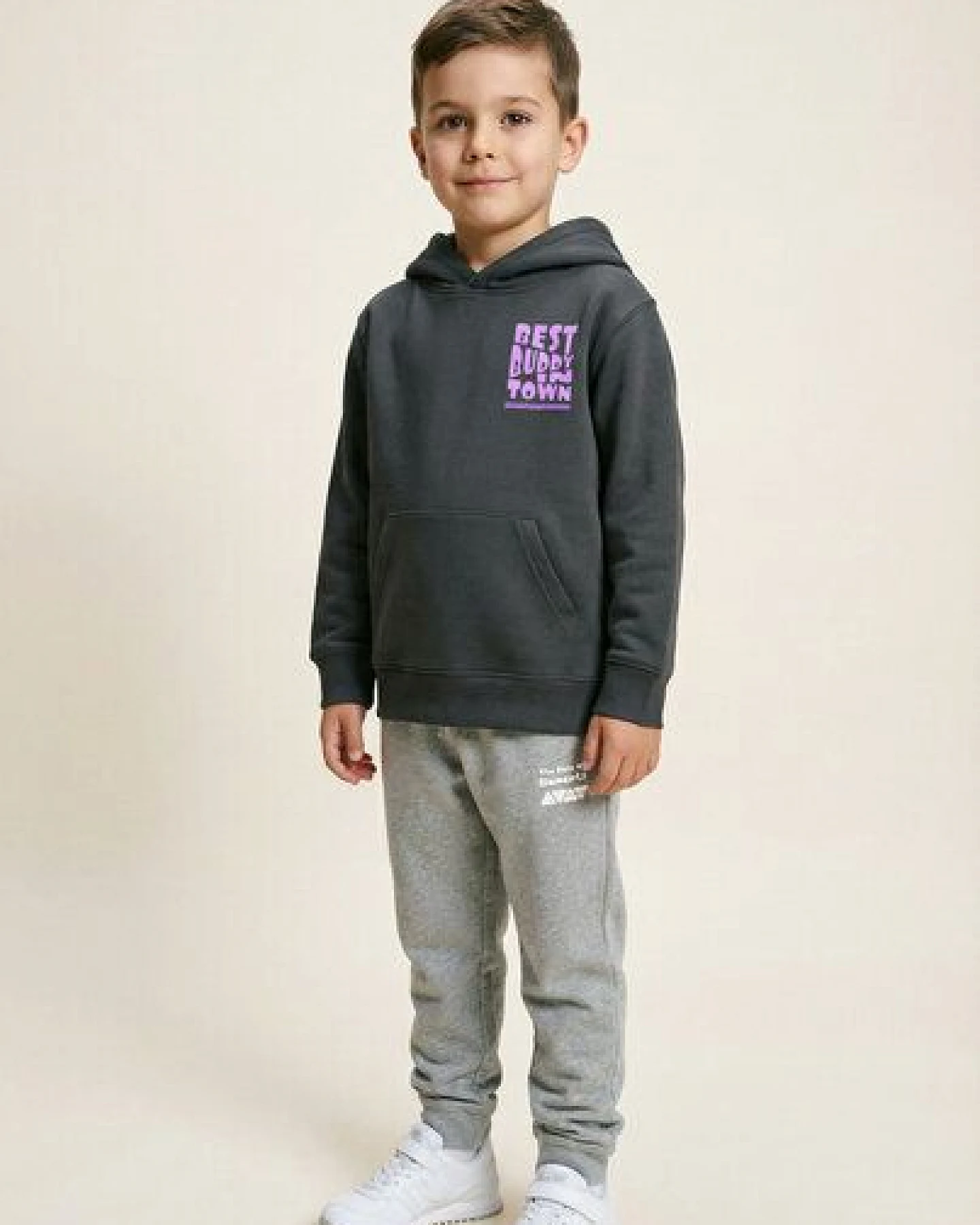 THE FACE OF ELEMENTS BEST BUDDY IN TOWN - RELAXED FIT KIDS HOODIE AUS 100% BIO-BAUMWOLLE – Ansicht 2