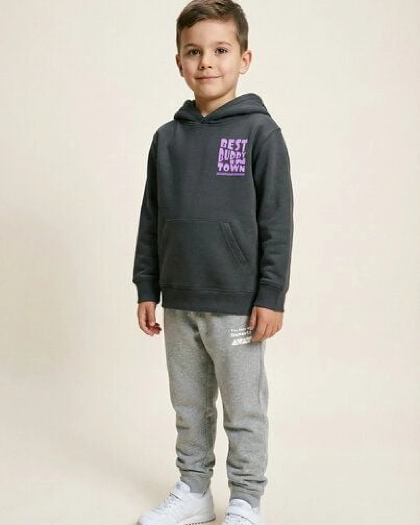 THE FACE OF ELEMENTS BEST BUDDY IN TOWN - RELAXED FIT KIDS HOODIE AUS 100% BIO-BAUMWOLLE – Ansicht 2