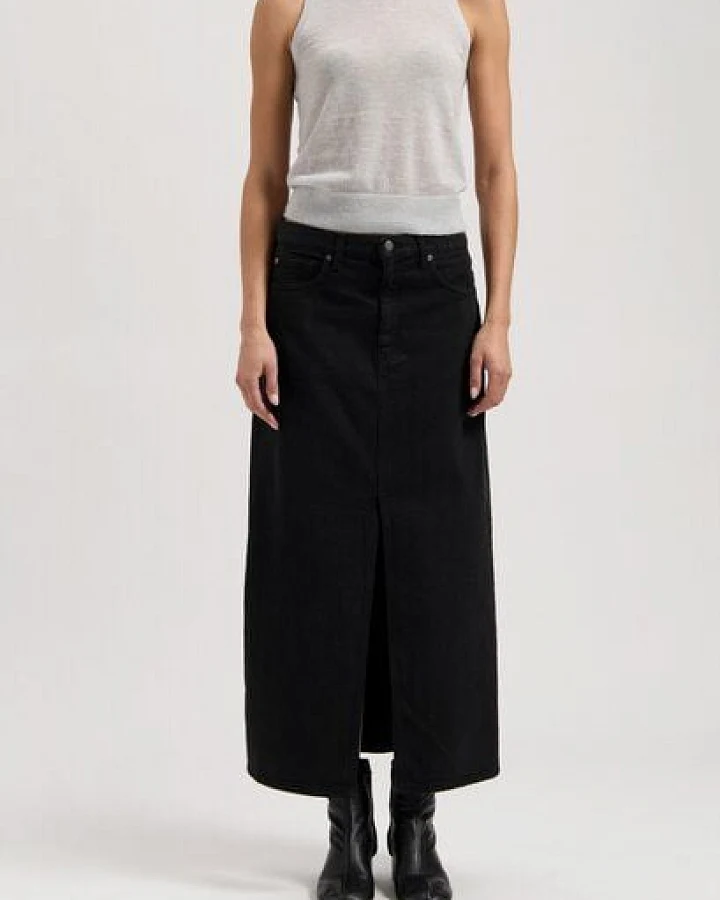 MUD Jeans Damen Rock "Lena Long Skirt - Nero Nero"