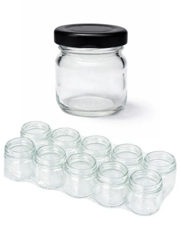 mikken 10 kleine Einmachgläser 40 ml mit Schraubdeckel verschiedene Farben