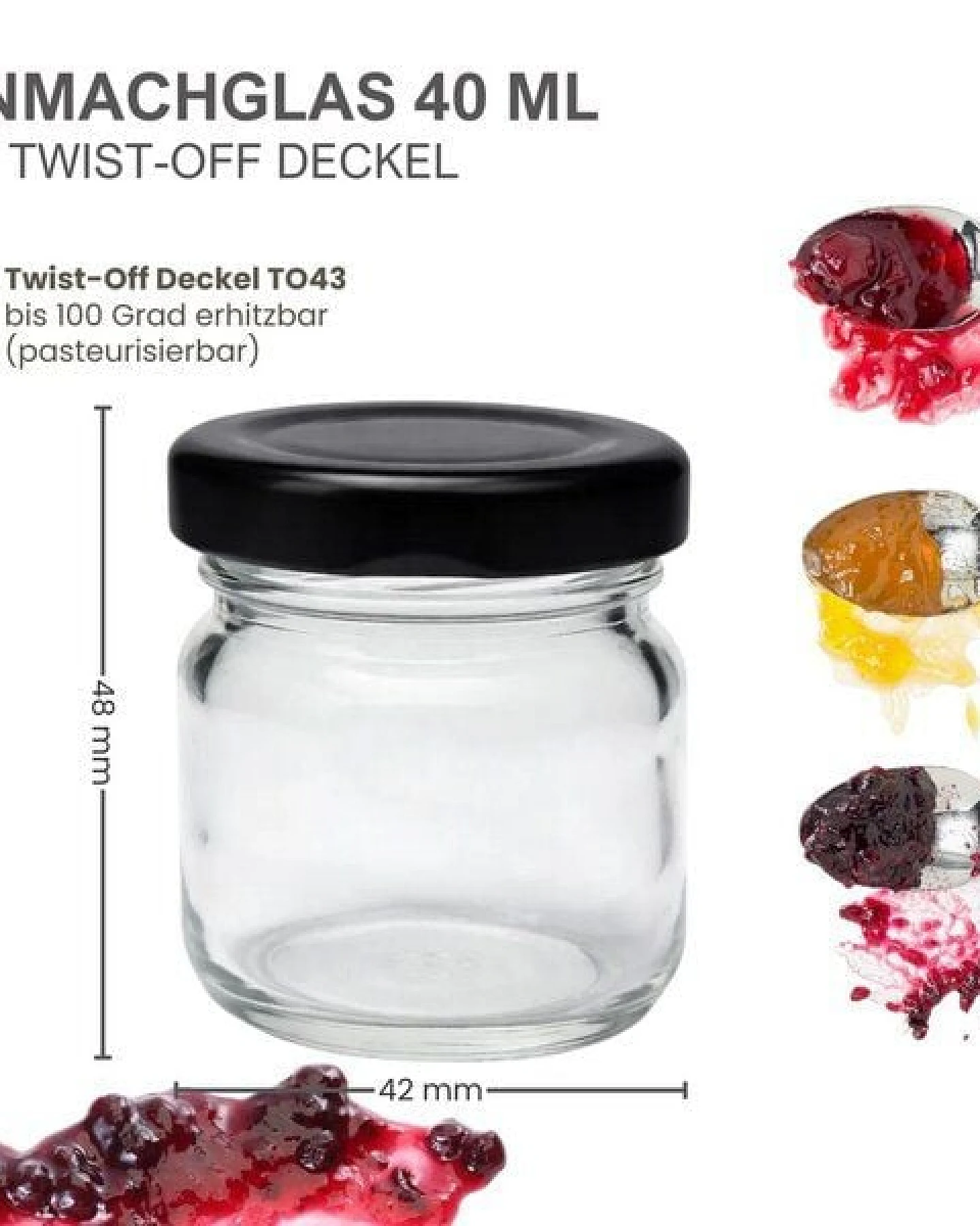mikken 10 kleine Einmachgläser 40 ml mit Schraubdeckel verschiedene Farben – Ansicht 3