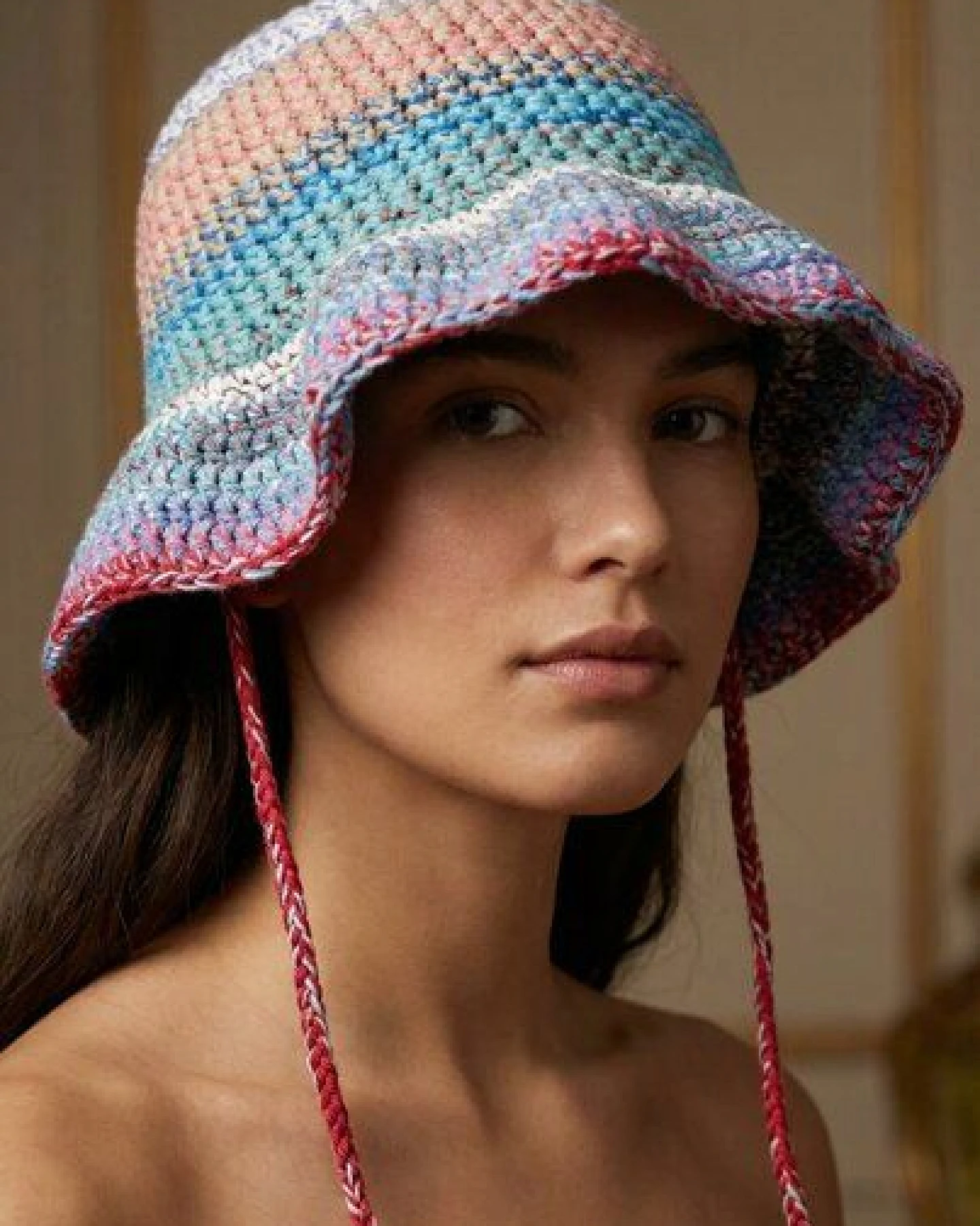 KnitToChange Handgehäkelte Bucket Hat aus Baumwolle – Multicolor – Ansicht 2