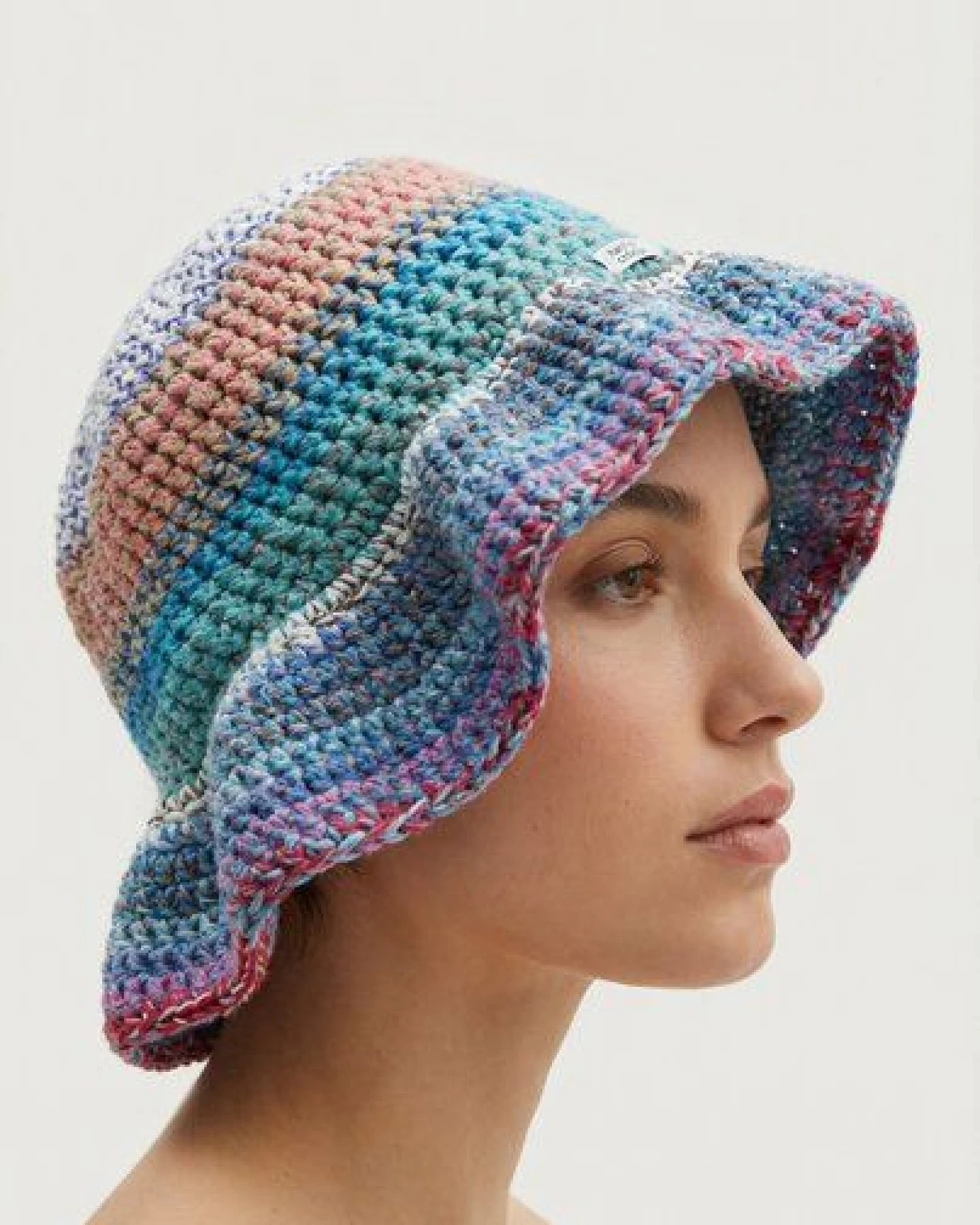 KnitToChange Handgehäkelte Bucket Hat aus Baumwolle – Multicolor – Ansicht 3