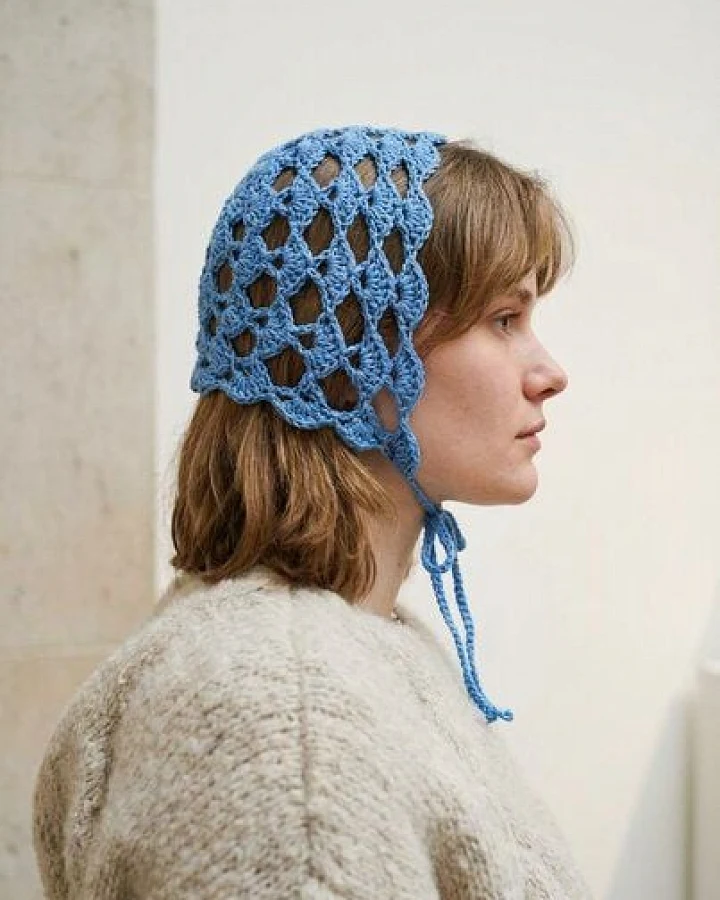 KnitToChange Handgehäkelter Crochet Bonnet aus Baumwolle