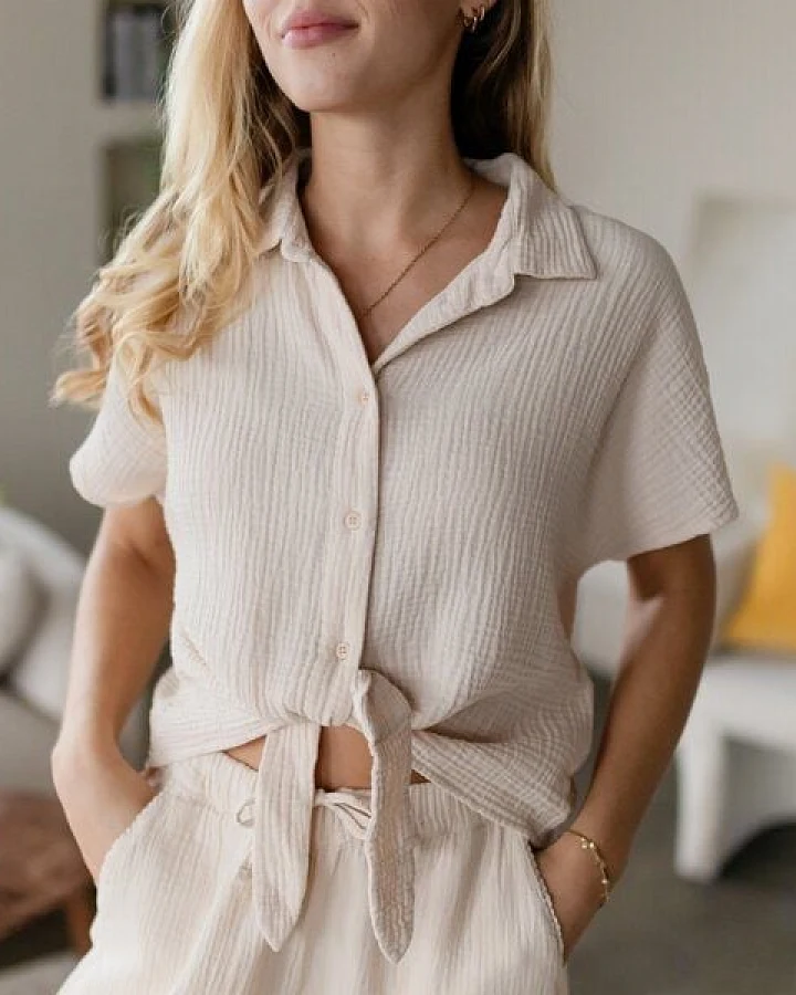 NORDLICHT Musselin Bluse Birte aus 100% Bio-Baumwolle