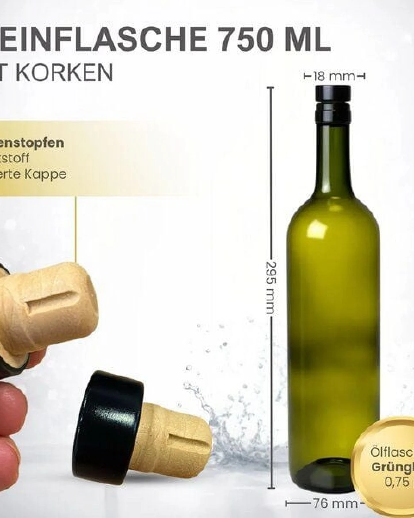 mikken 6er Set Ölflasche 750ml Weinflasche Glasflasche mit Korken – Ansicht 3