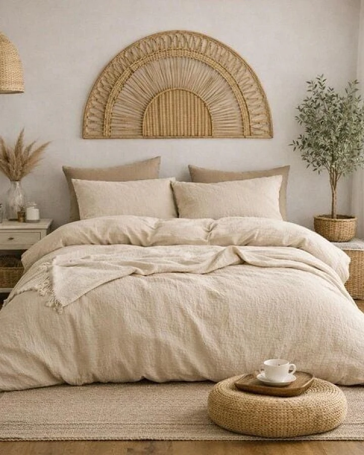 Sandiik Musselin Bettwäsche „Oat Beige“ – aus Biobaumwolle