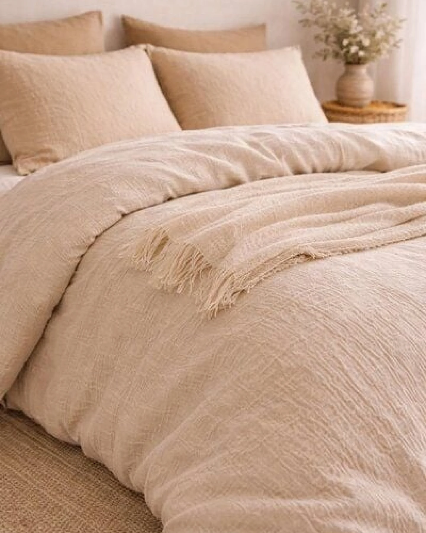 Sandiik Musselin Bettwäsche „Oat Beige“ – aus Biobaumwolle – Ansicht 4