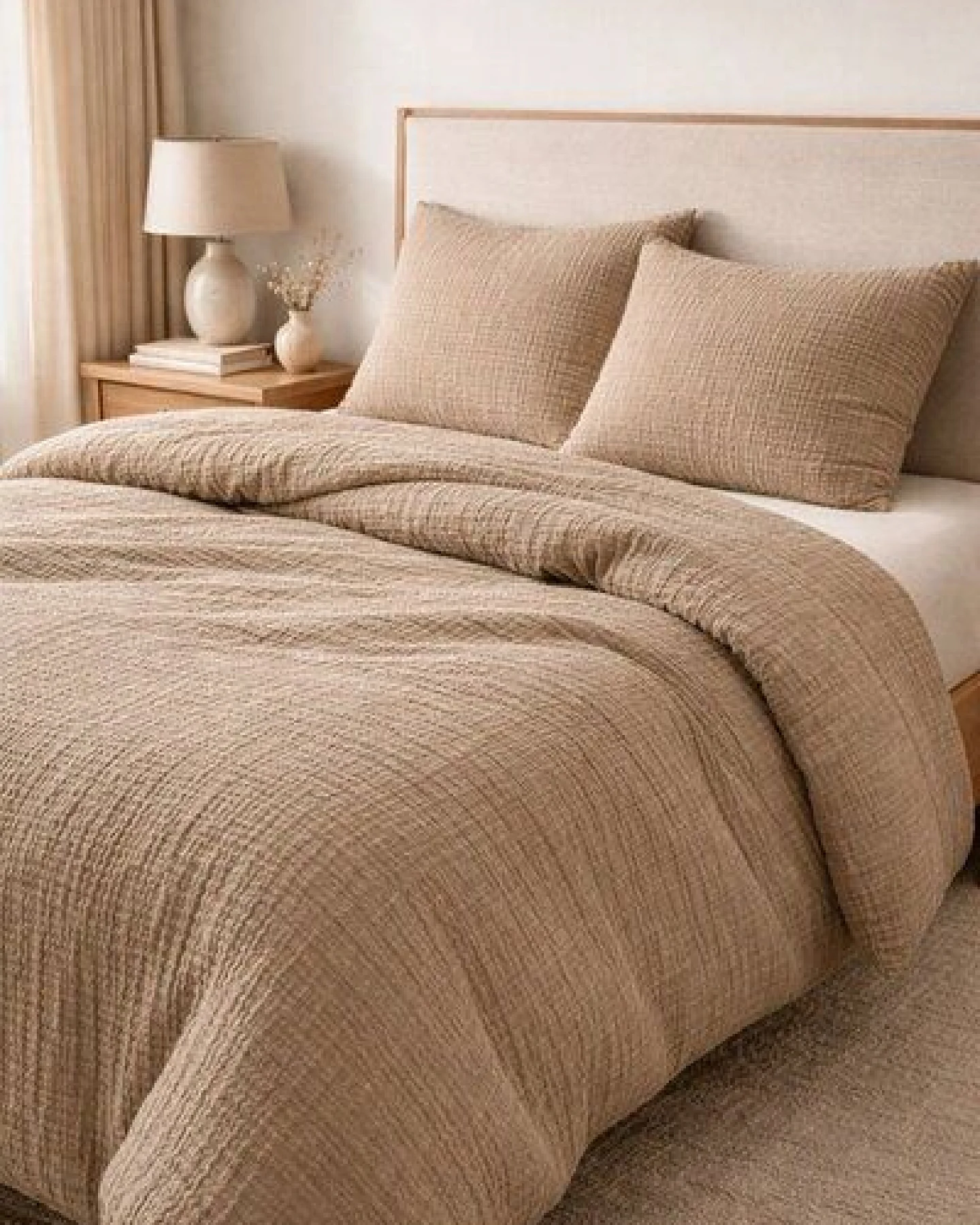 Sandiik Musselin Bettwäsche „Warm Taupe“ – aus Biobaumwolle – Ansicht 2