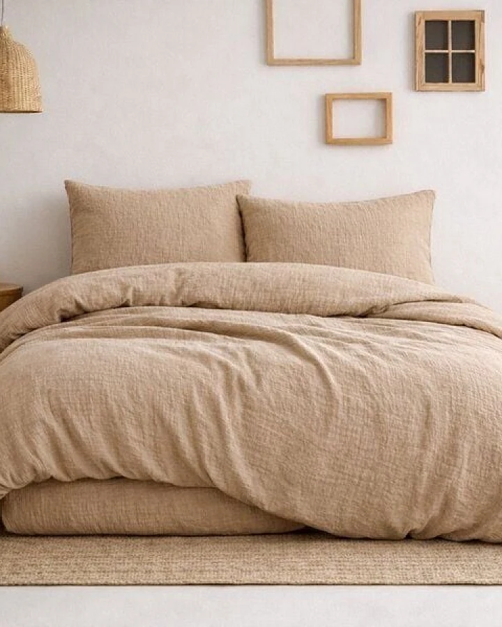 Sandiik Musselin Bettwäsche Sand Beige – aus Biobaumwolle
