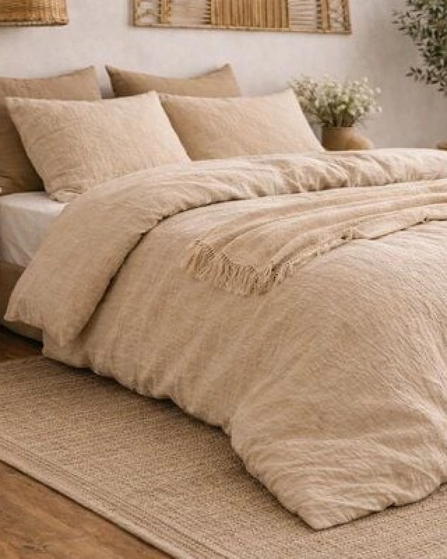 Sandiik Musselin Bettwäsche Sand Beige – aus Biobaumwolle – Ansicht 3