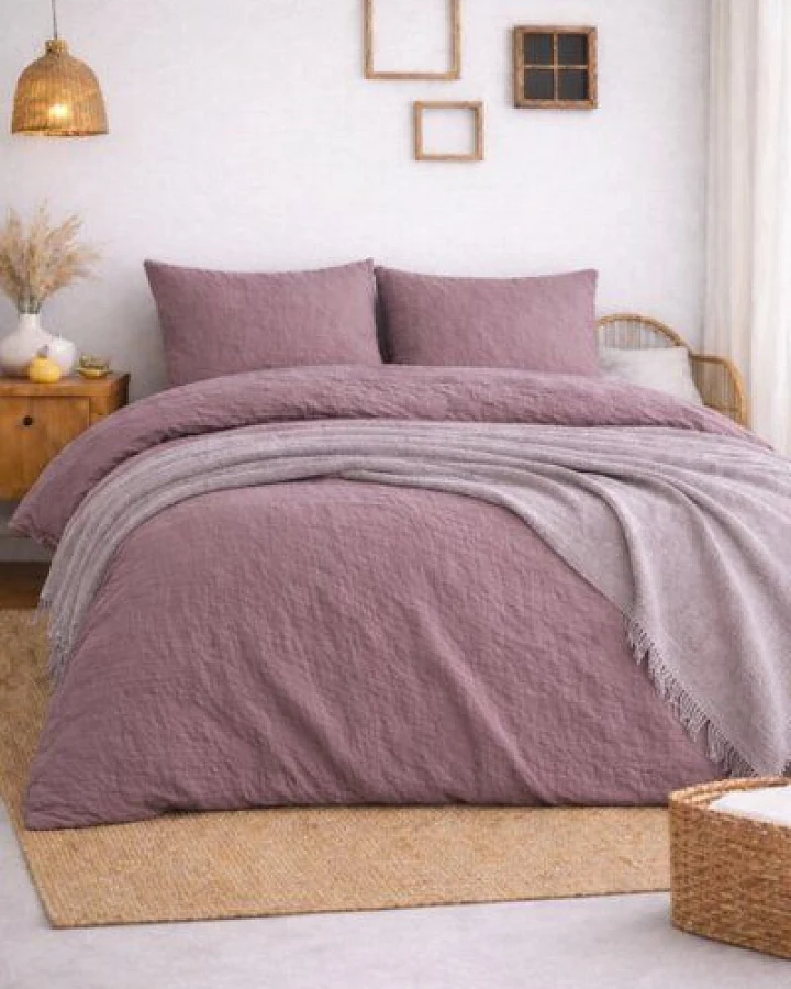 Sandiik Musselin Bettwäsche in Mauve– aus Biobaumwolle