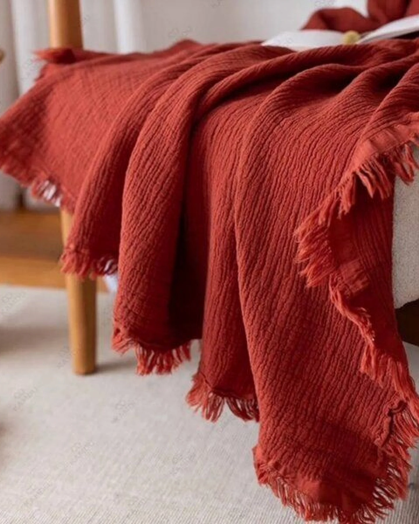 Sandiik Musselin Plaid Natural 100 × 200 cm – Ansicht 3