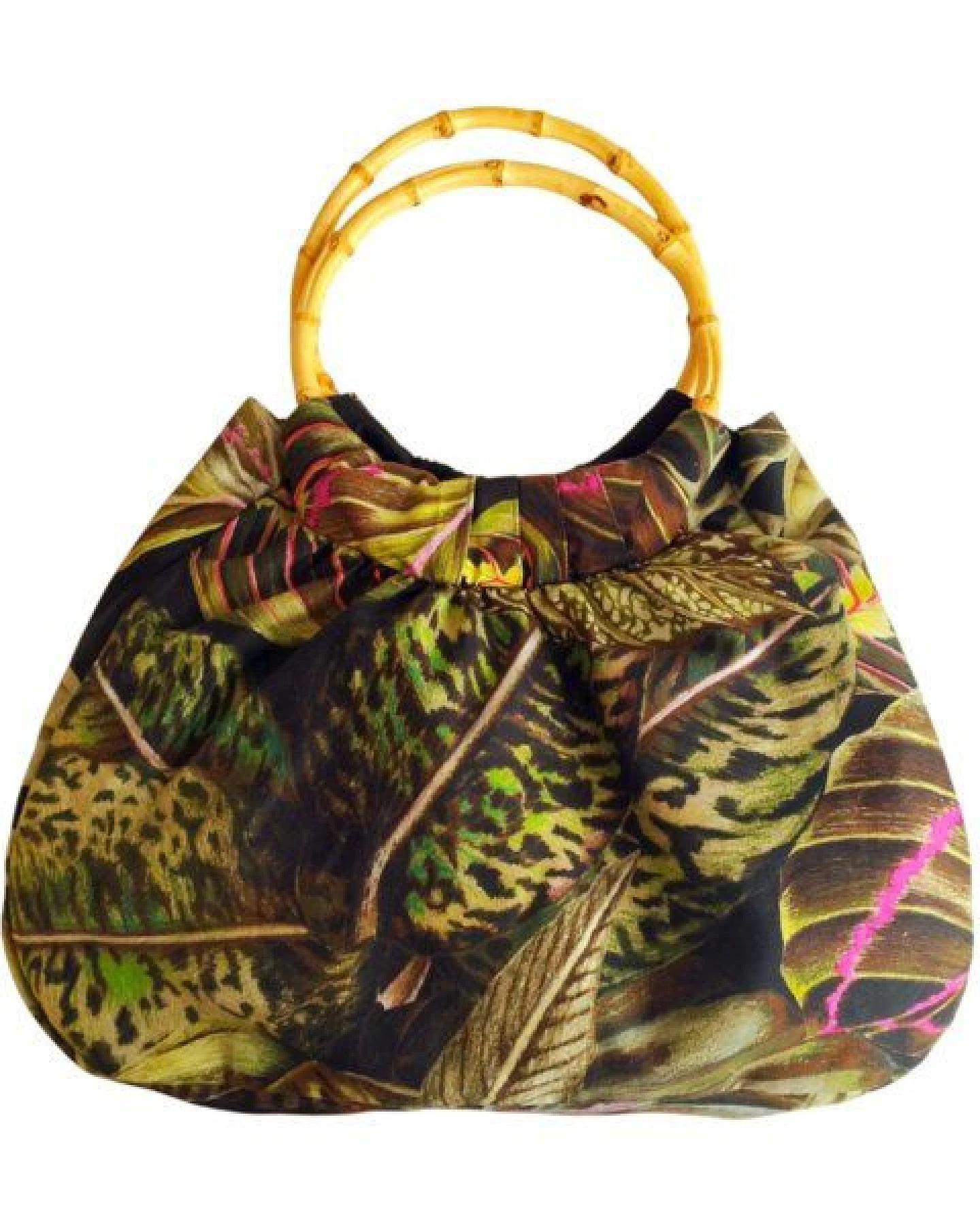 körber mode Bambus-Tasche aus Baumwolle, Upcycling Dschungel Motiv Unikat – Ansicht 2