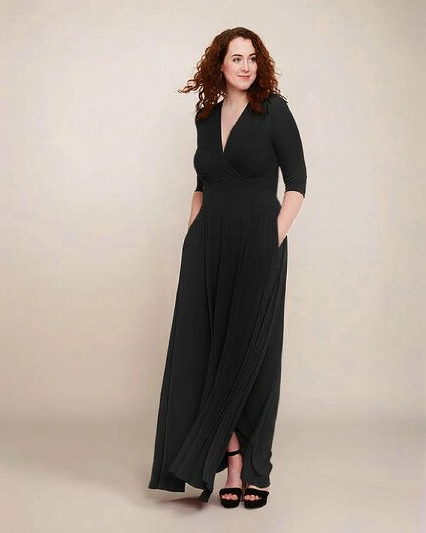Ingoria MAGDALENA Maxi Kleid 3/4 Arm mit Taschen aus TENCEL® Modal Jersey – Ansicht 2