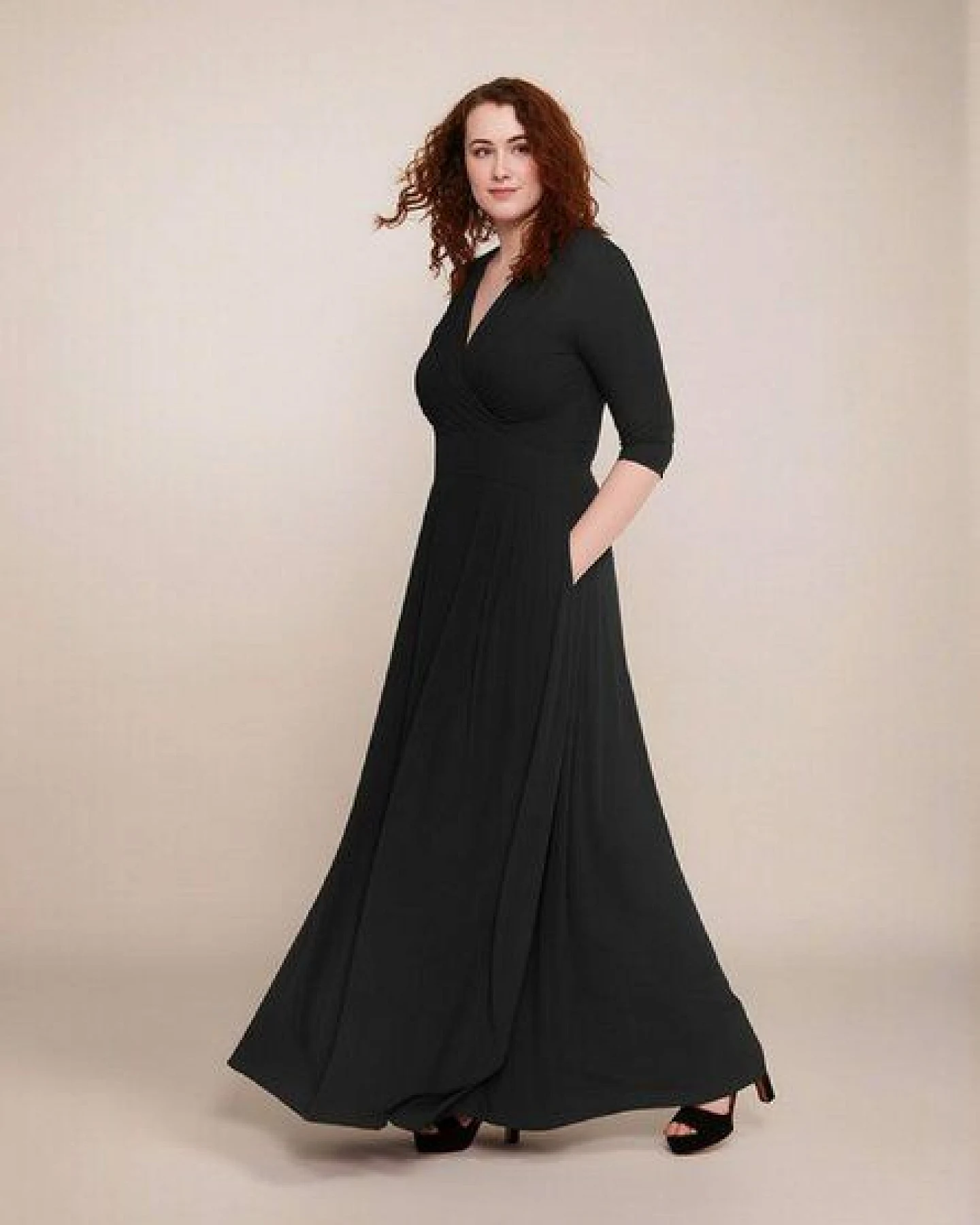Ingoria MAGDALENA Maxi Kleid 3/4 Arm mit Taschen aus TENCEL® Modal Jersey – Ansicht 4