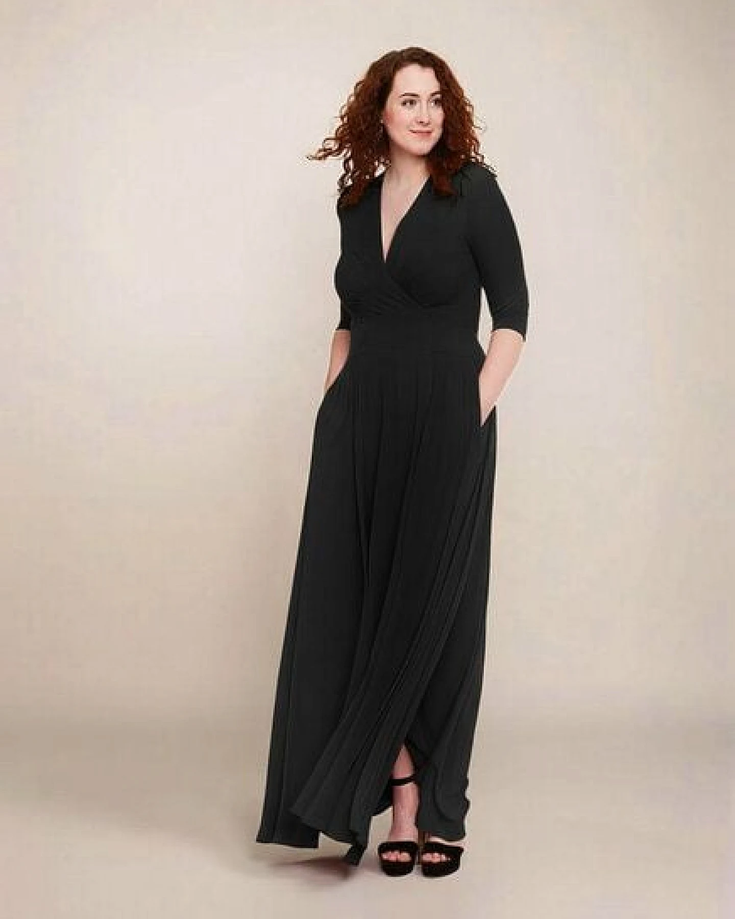 Ingoria MAGDALENA Maxi Kleid 3/4 Arm mit Taschen aus TENCEL® Modal Jersey – Ansicht 2