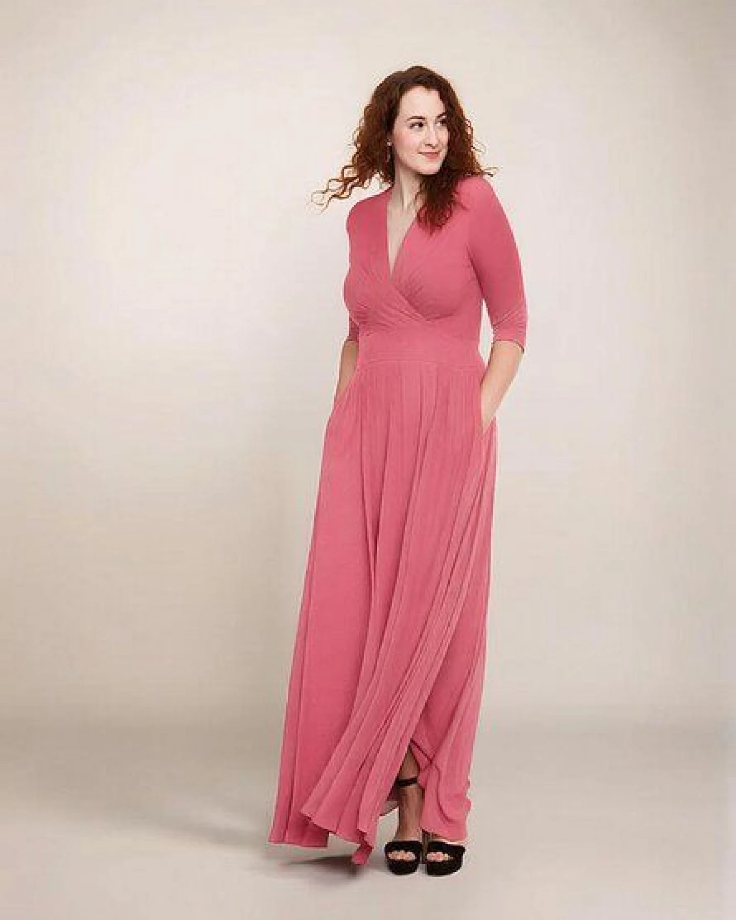 Ingoria MAGDALENA Maxi Kleid 3/4 Arm mit Taschen aus TENCEL® Modal Jersey – Ansicht 2
