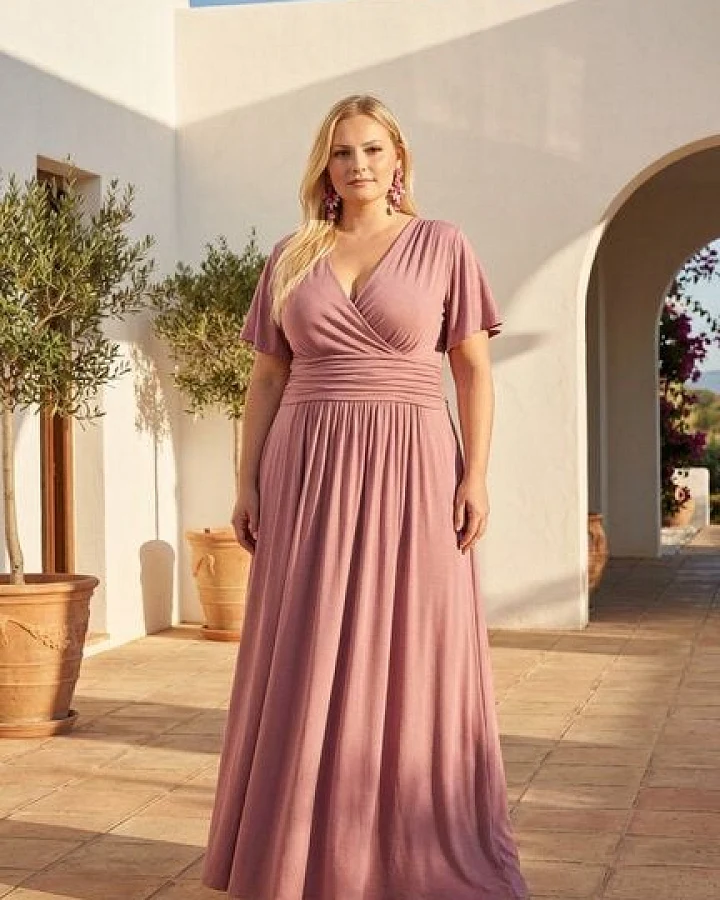 Ingoria PANDORA Maxikleid mit Schmetterlingsärmel Curvy ab Größe XXL (Uni)