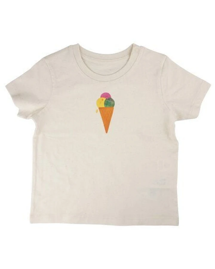Meladi Kinder Baby-Shirt aus Biobaumwolle - Eiscreme auf Natural Raw