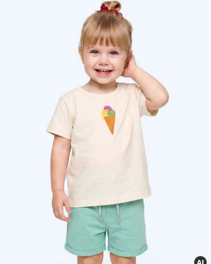 MELAdi Kinder Baby - Shirt aus Biobaumwolle - Eiscreme auf Natural Raw