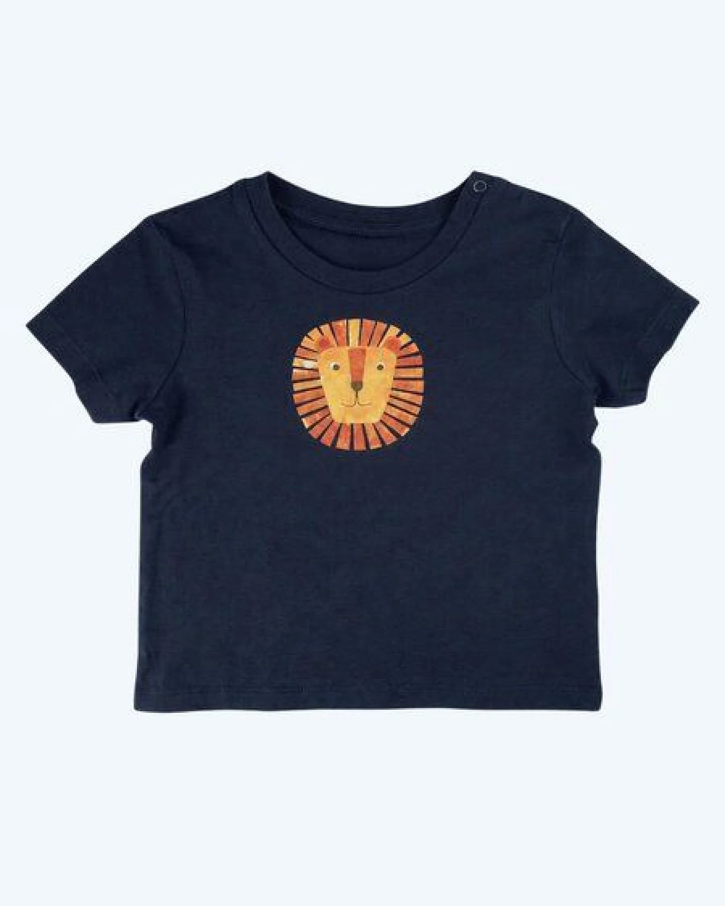 MELAdi Kinder Baby - Shirt aus Biobaumwolle - Löwe auf Navy Blau – Ansicht 2