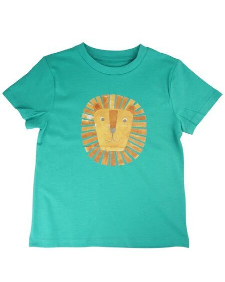 Meladi Kinder Shirt aus Biobaumwolle - Löwe auf Meadow Green
