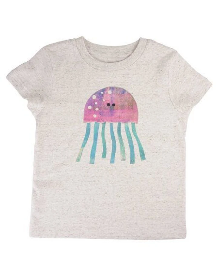 Meladi Kinder Shirt aus Biobaumwolle - Qualle auf Eco Heather