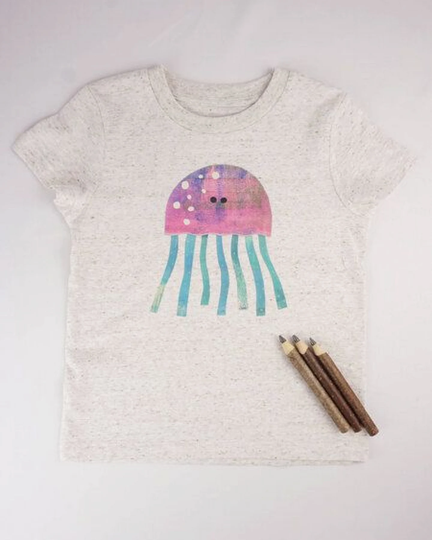 Meladi Kinder Shirt aus Biobaumwolle - Qualle auf Eco Heather – Ansicht 2