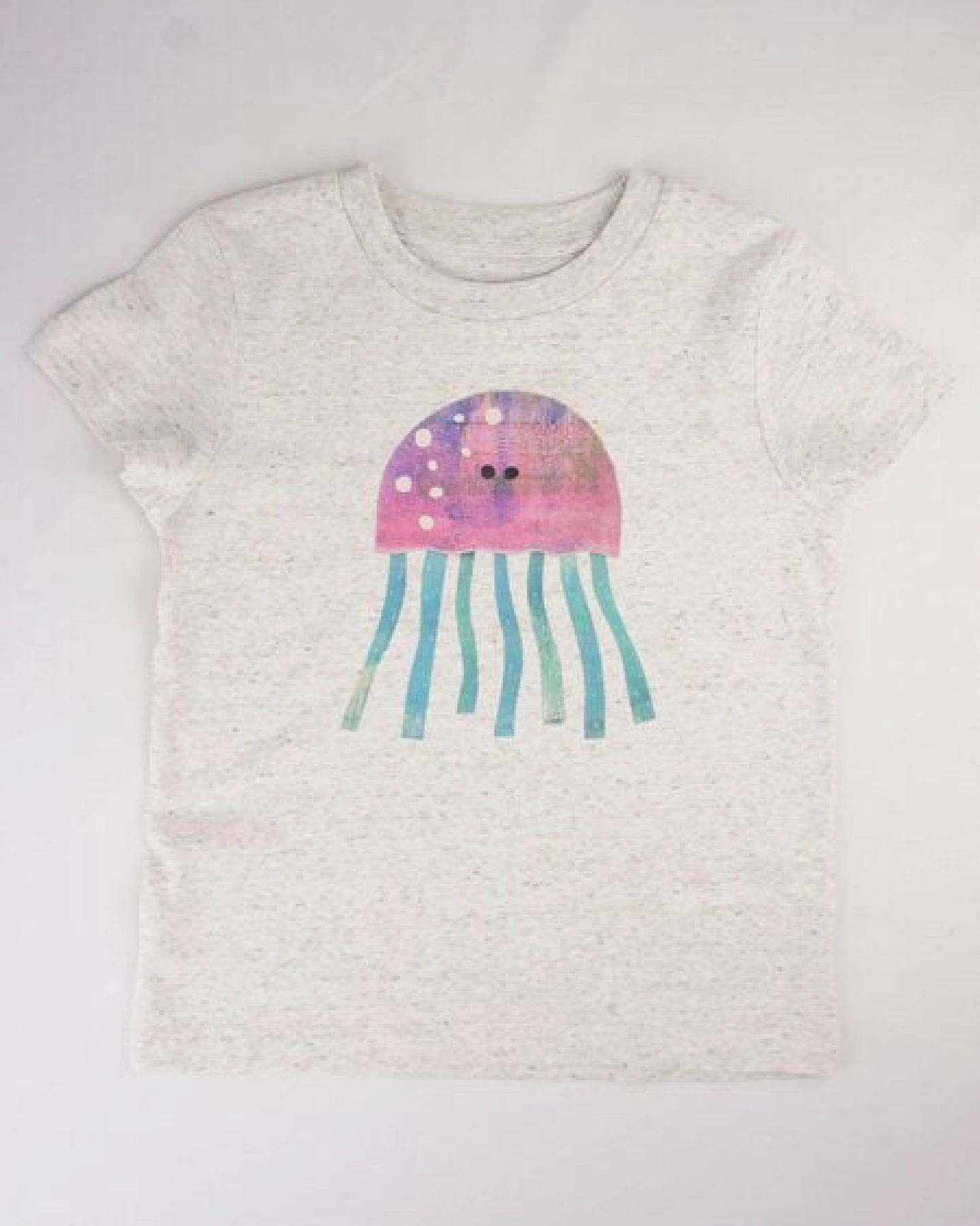Meladi Kinder Shirt aus Biobaumwolle - Qualle auf Eco Heather – Ansicht 4