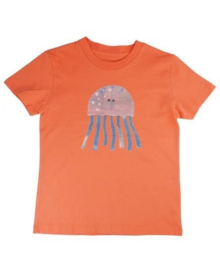 Meladi Kinder Shirt aus Biobaumwolle - Qualle auf Orange
