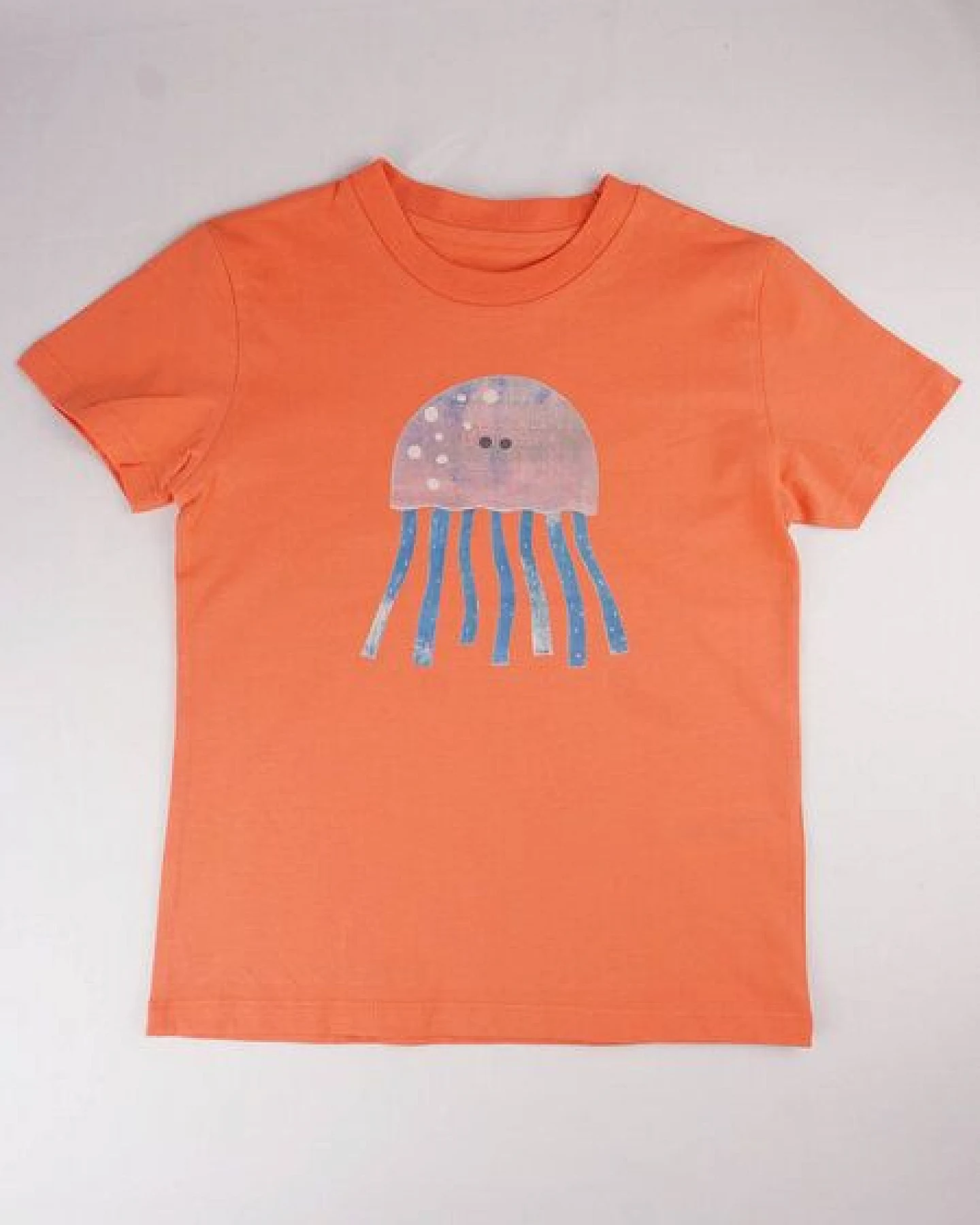MELAdi Kinder Shirt aus Biobaumwolle - Qualle auf Orange – Ansicht 3