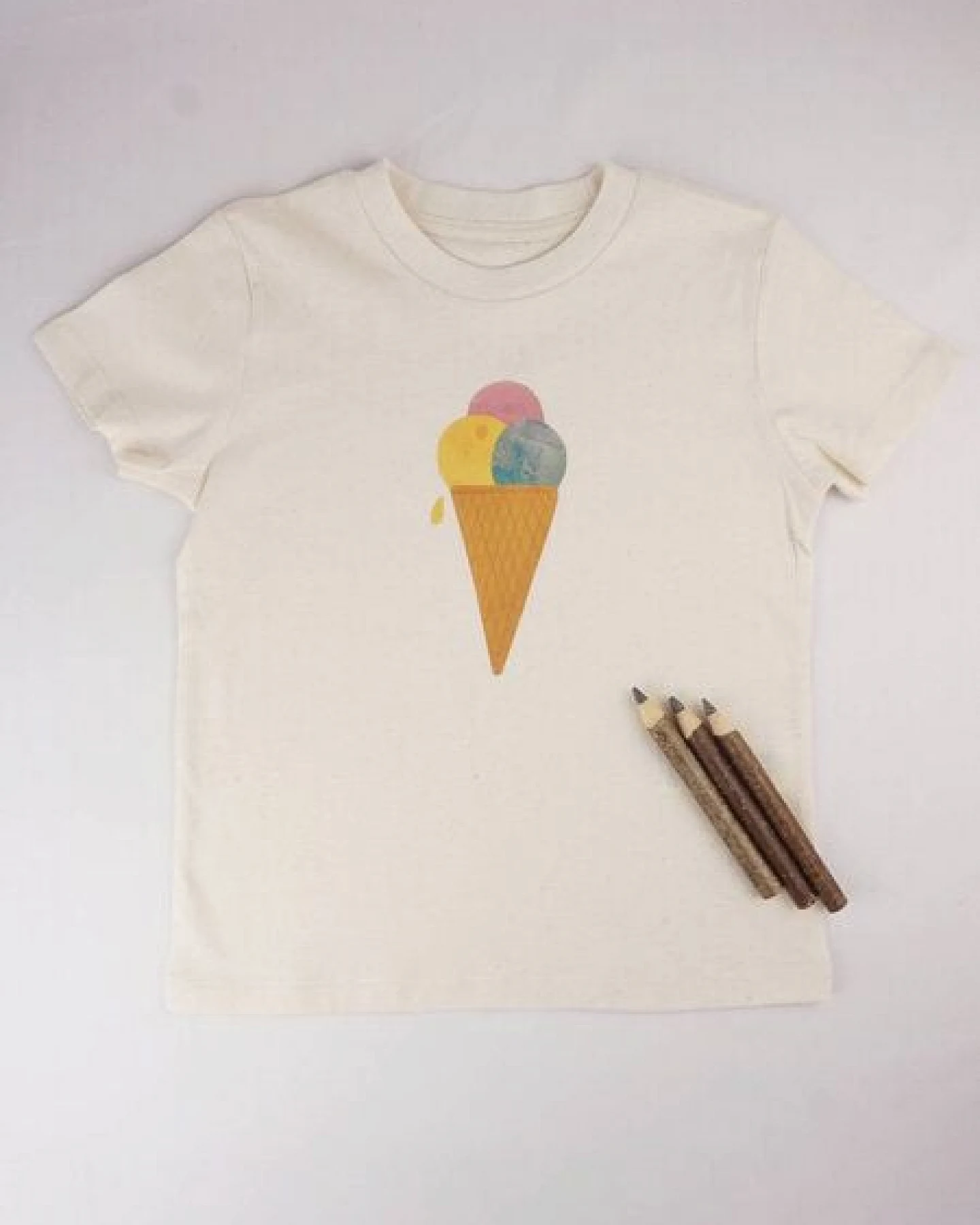 Meladi Kinder Shirt aus Biobaumwolle - Eiscreme auf Natural Raw – Ansicht 4