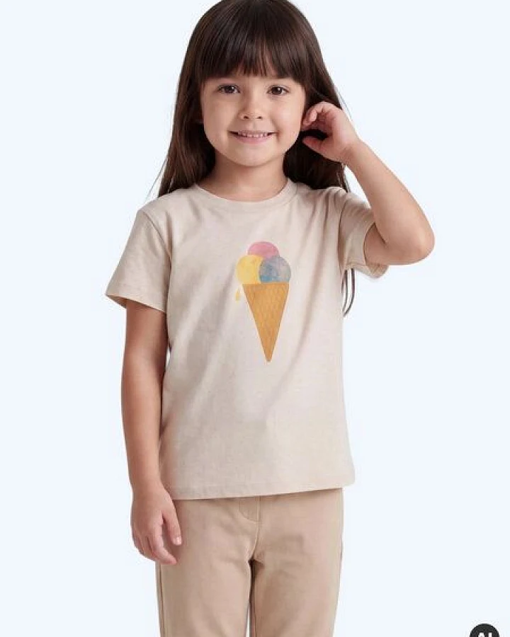 MELAdi Kinder Shirt aus Biobaumwolle - Eiscreme auf Natural Raw