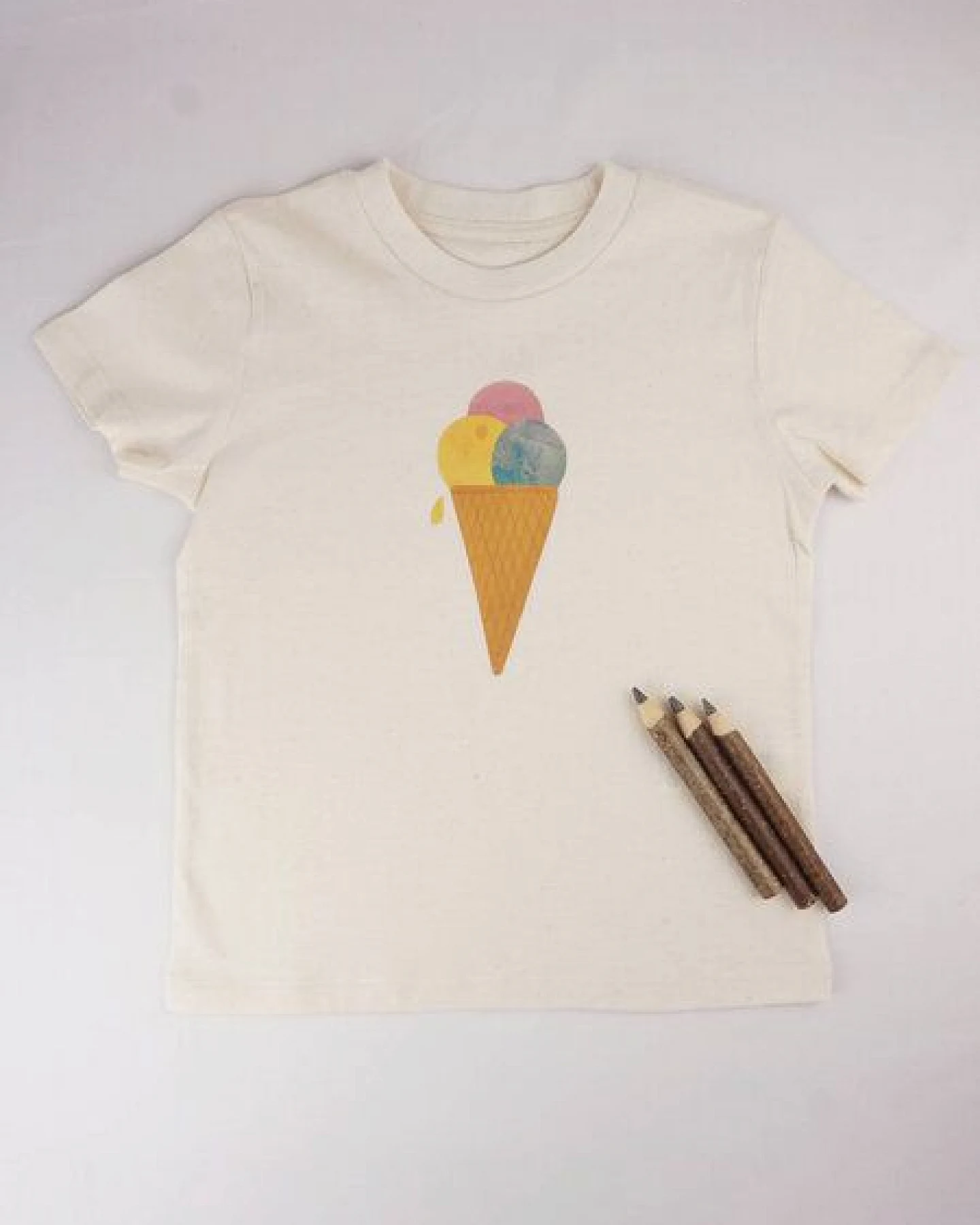 Meladi Kinder Shirt aus Biobaumwolle - Eiscreme auf Natural Raw – Ansicht 4