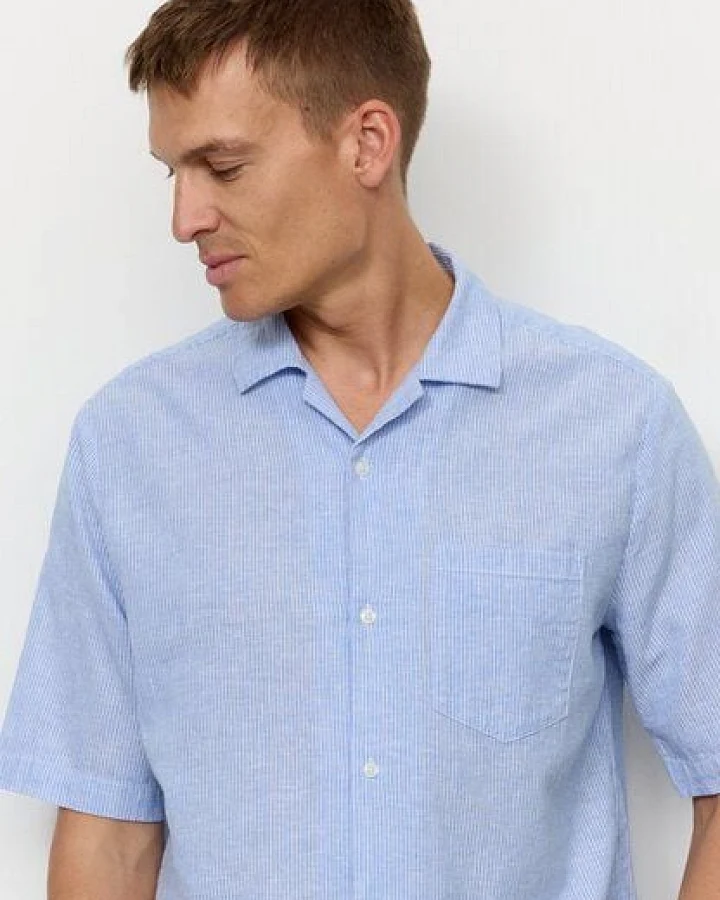 Herren Hemd aus Bio-Baumwoll-Leinen Mix - CASHEW STRIPES - recolution