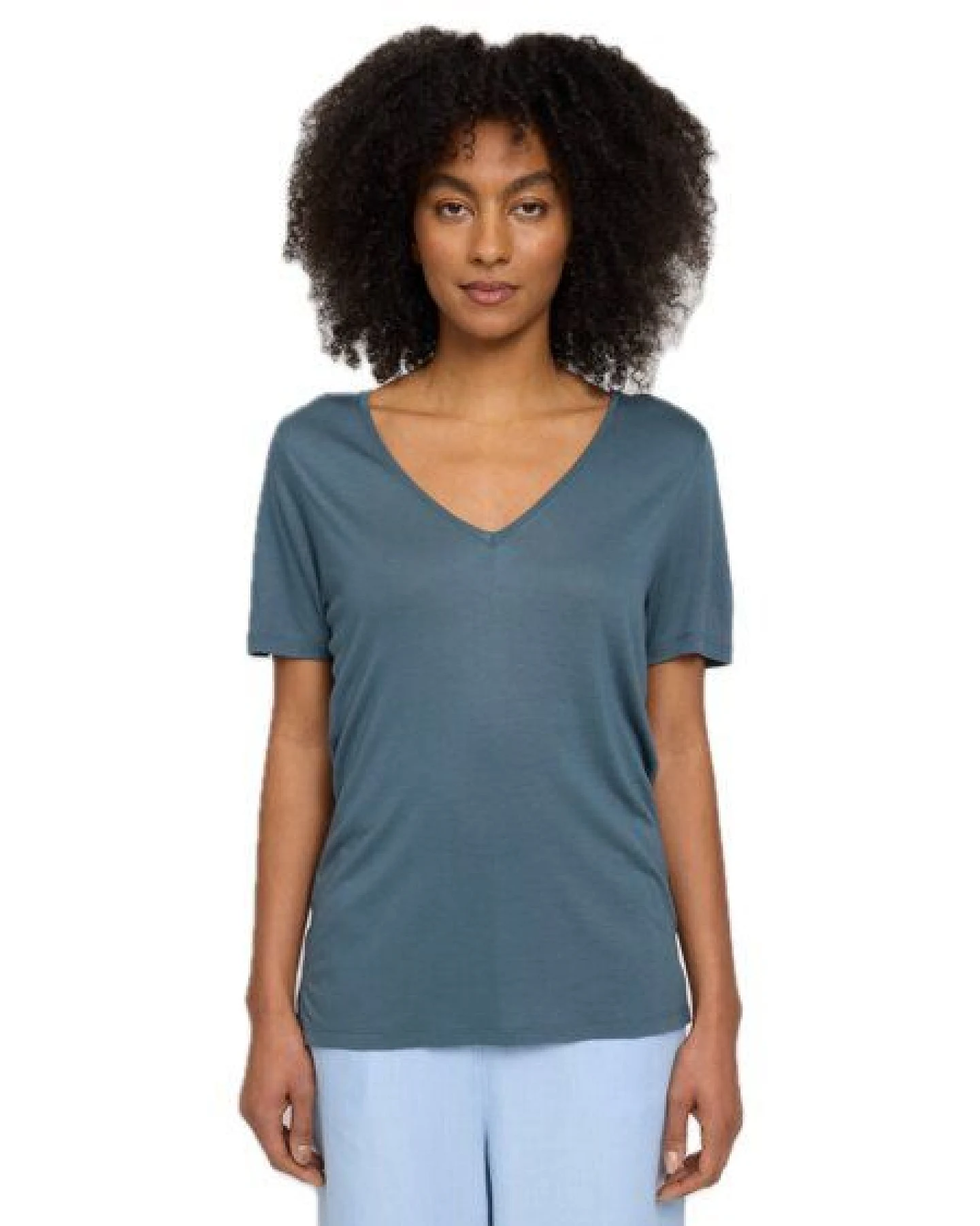 Mazine V-Ausschnitt T-Shirt aus Ecovero – Ansicht 3