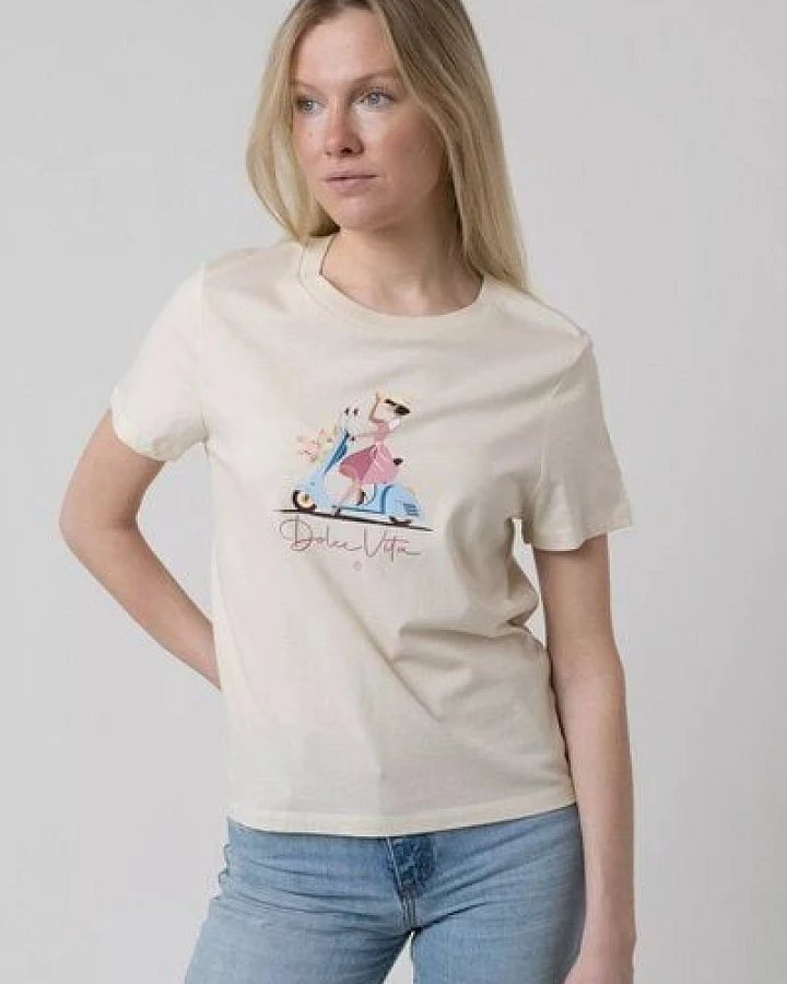 Bavarian Caps Damen T-Shirt aus Bio-Baumwolle "Dolce Vita: Roller" - Natur