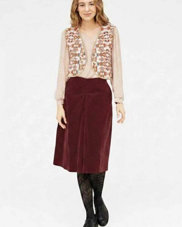 WiDDA berlin Cordrock PLEAT beere aus Feincord