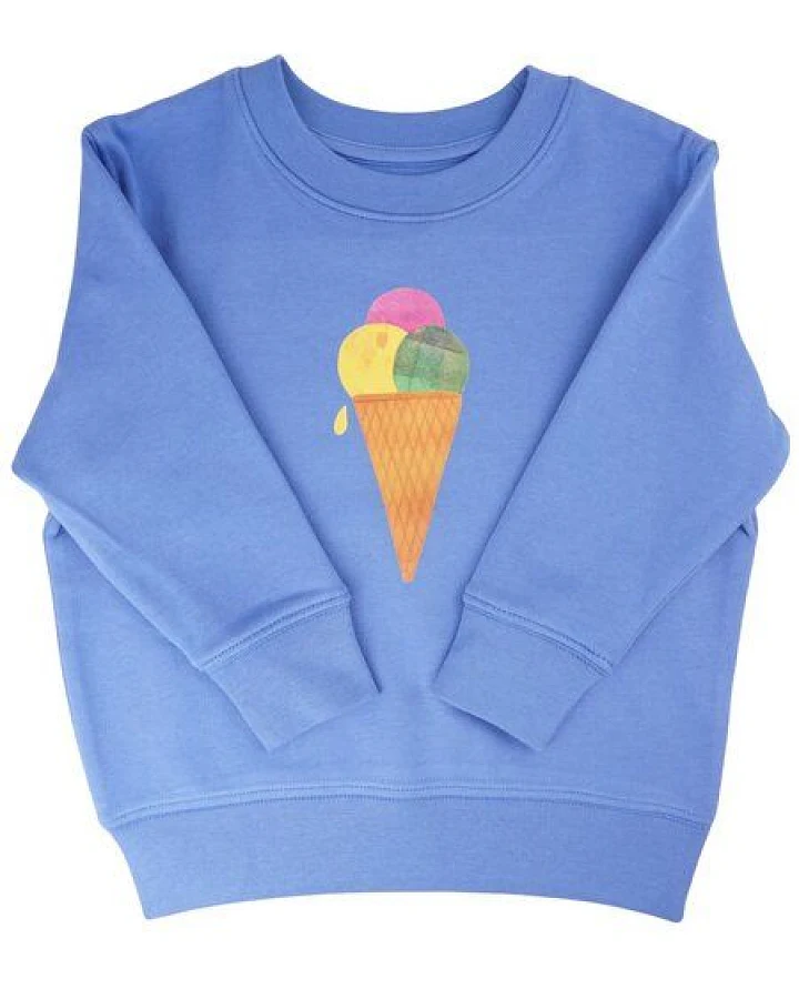 Meladi Kinder Sweater aus Biobaumwolle - Eiscreme auf Aqua Blue
