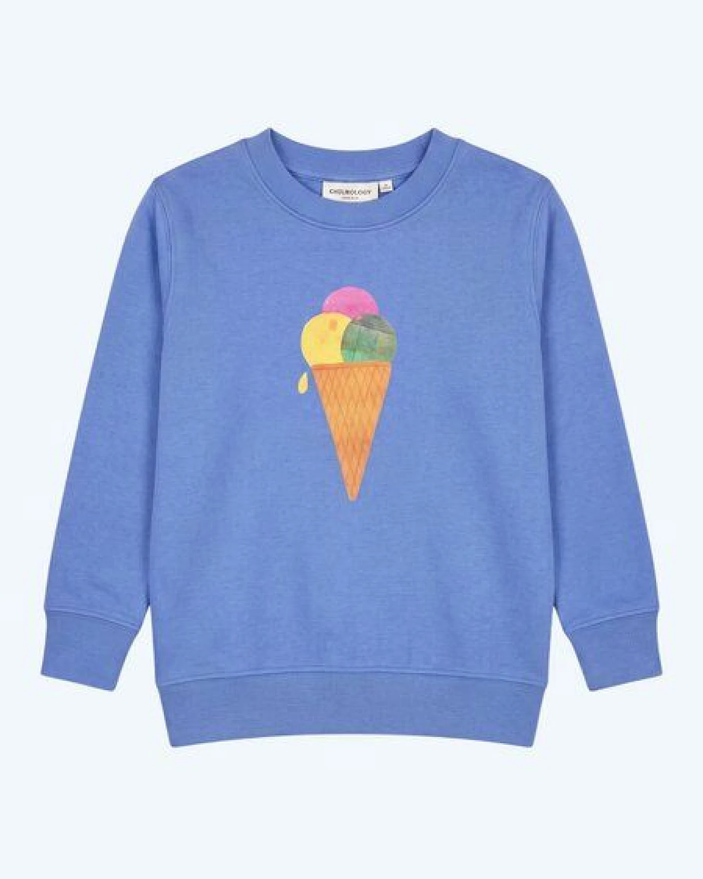 MELAdi Kinder Sweater aus Biobaumwolle - Eiscreme auf Aqua Blue – Ansicht 3