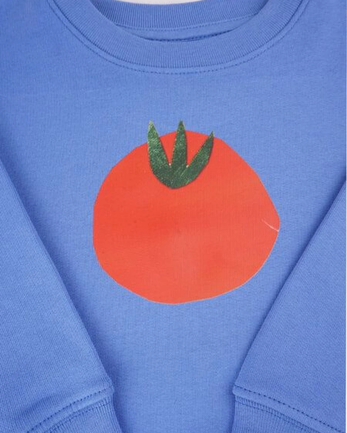 MELAdi Kinder Sweater aus Biobaumwolle - Tomate auf Aqua Blue – Ansicht 3