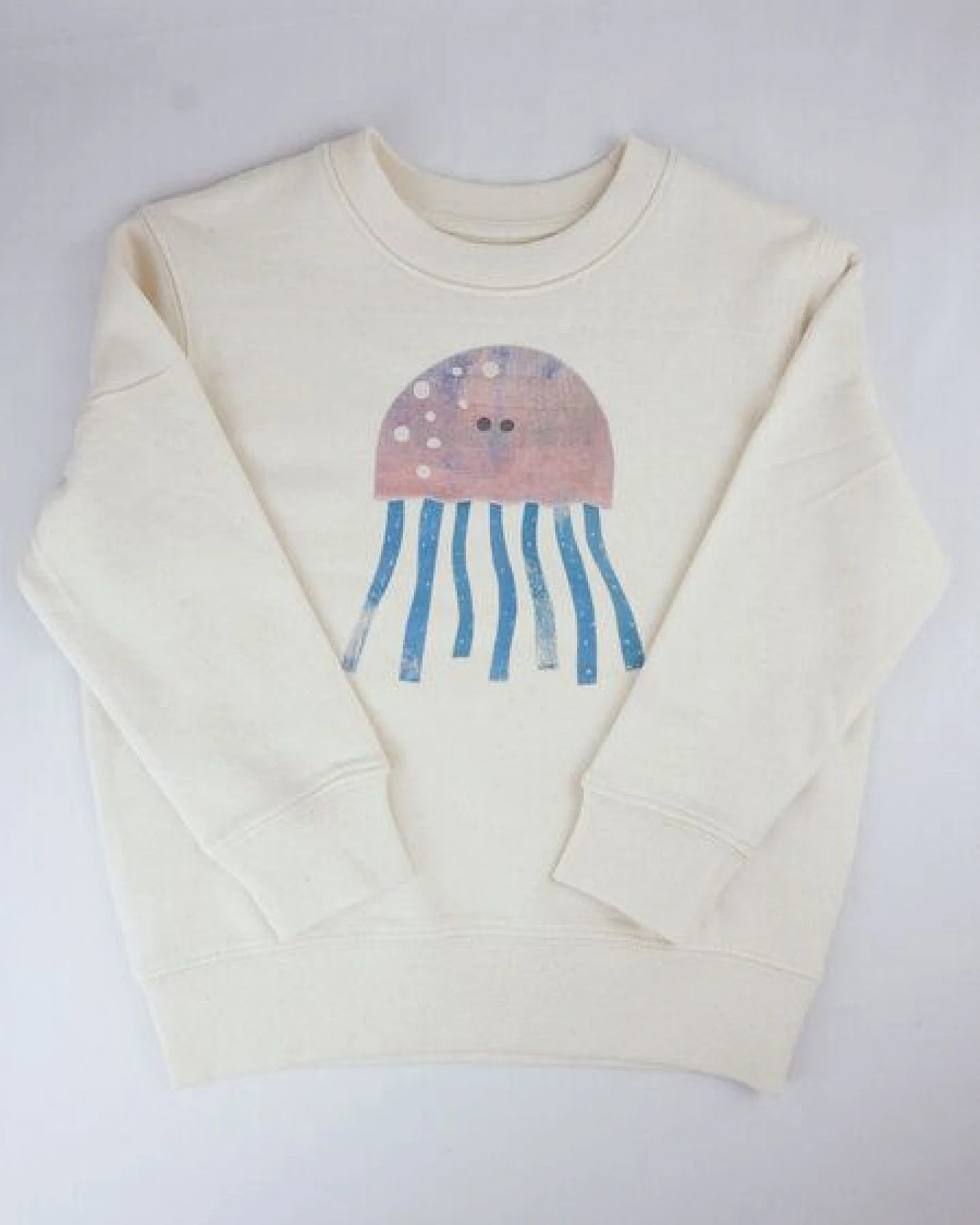 Meladi Kinder Sweater aus Biobaumwolle - Qualle auf Natural White – Ansicht 4