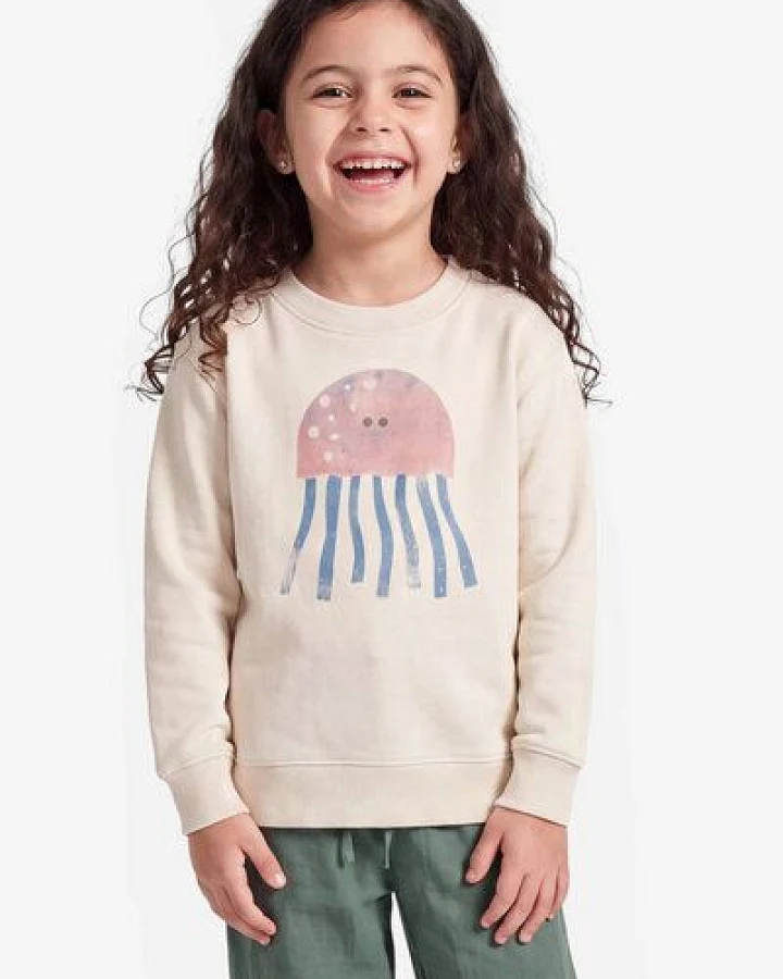 MELAdi Kinder Sweater aus Biobaumwolle - Qualle auf Natural White