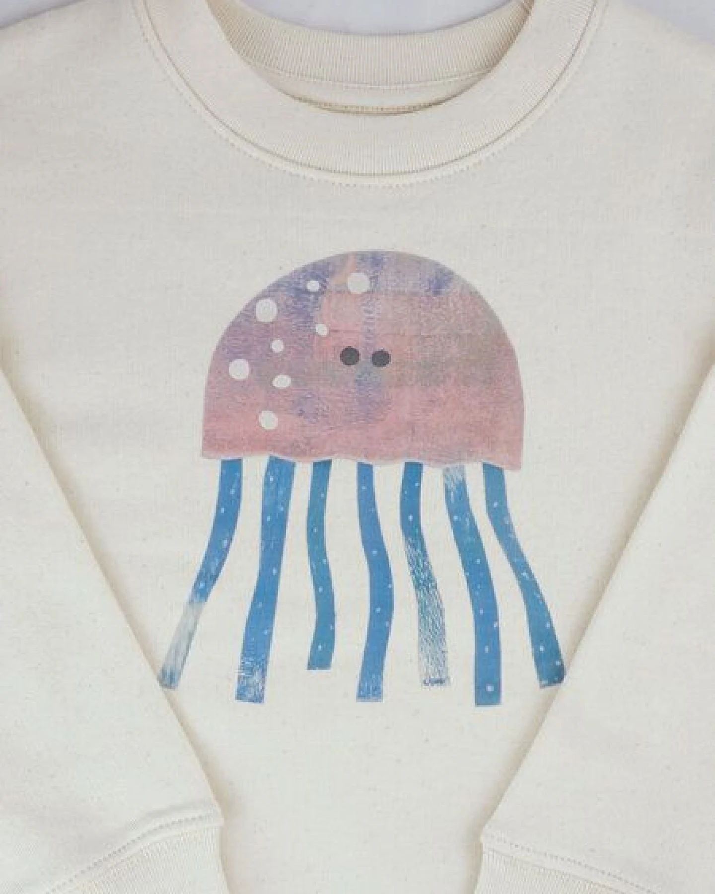 Meladi Kinder Sweater aus Biobaumwolle - Qualle auf Natural White – Ansicht 2