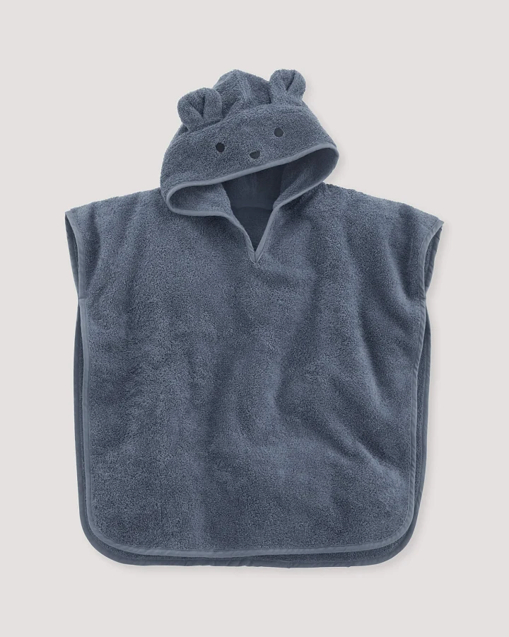 hessnatur Baby Frottee Poncho aus Bio-Baumwolle - blau - Größe Gr. 1 (74/86)