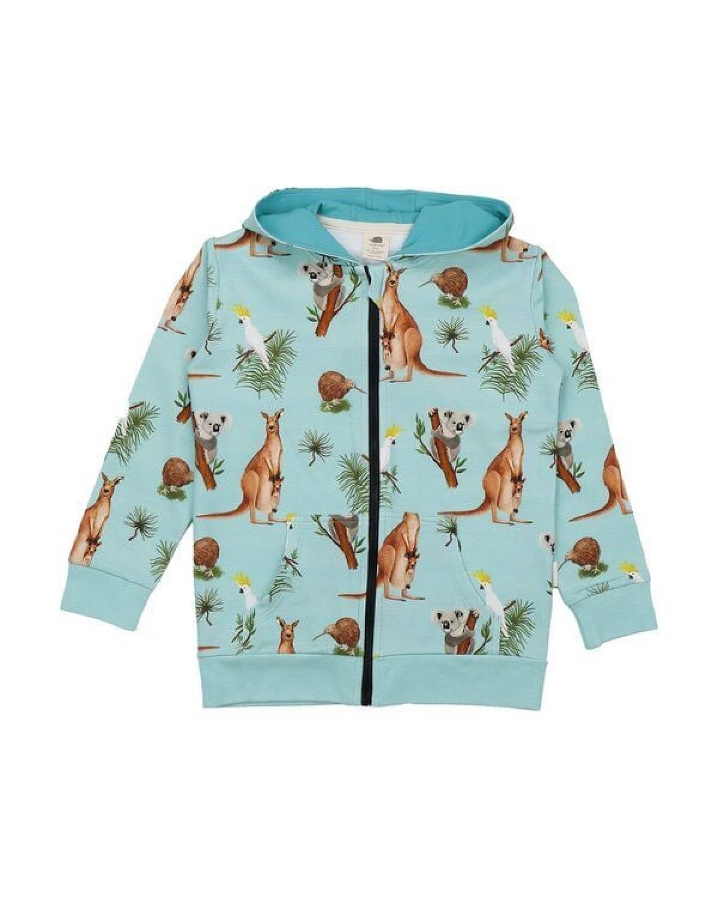 Kapuzenjacke Mint Kängurus & Koalas Allover-Print Bio-Baumwolle GOTS – Walkiddy – Ansicht 4