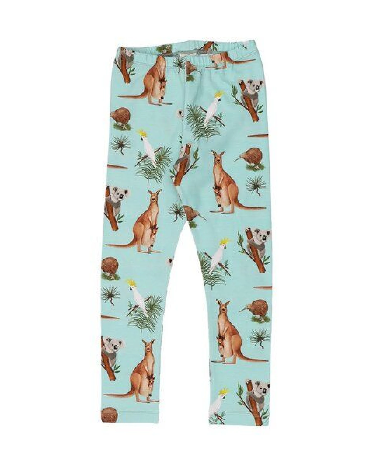 Leggings Mint Kängurus & Koalas Allover-Print Bio-Baumwolle GOTS elastisch – Walkiddy – Ansicht 2