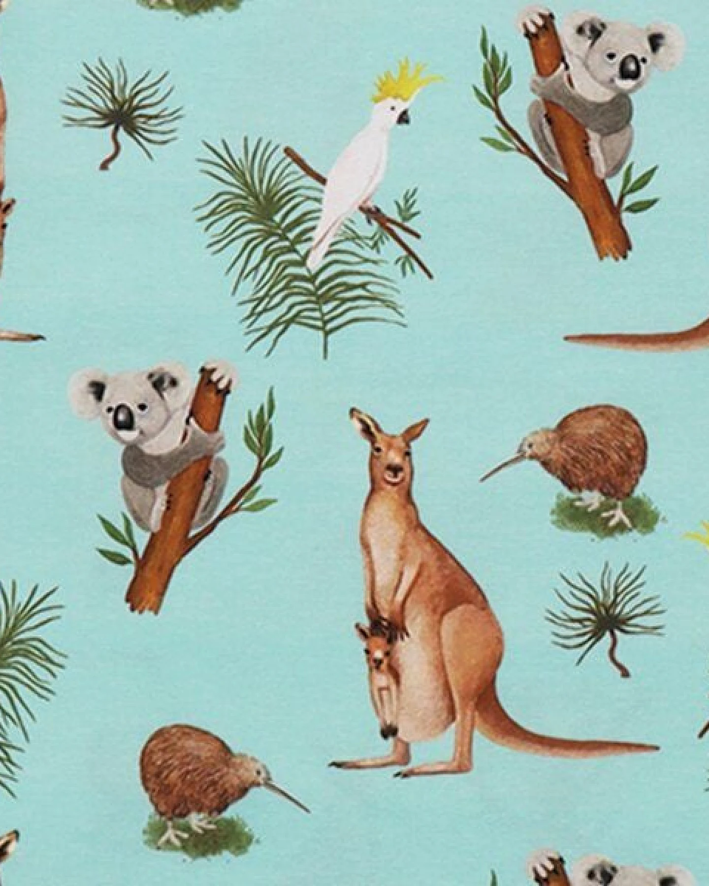 Langarmshirt Mint Kängurus & Koalas Allover-Print Bio-Baumwolle GOTS – Walkiddy – Ansicht 3
