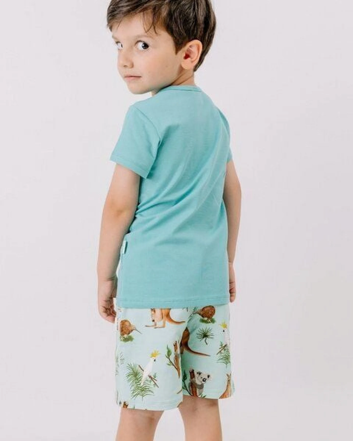 Shorts Mint Kängurus & Koalas Allover-Print Bio-Baumwolle GOTS – Walkiddy – Ansicht 3
